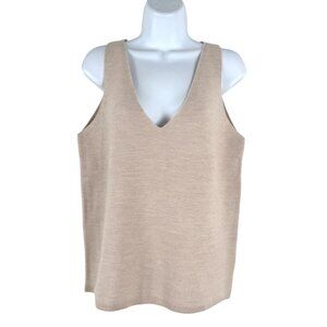 The‎ Reset R Label Sweater Tank Top Large Wool Beige Peach V-Neck Basic TP-3787